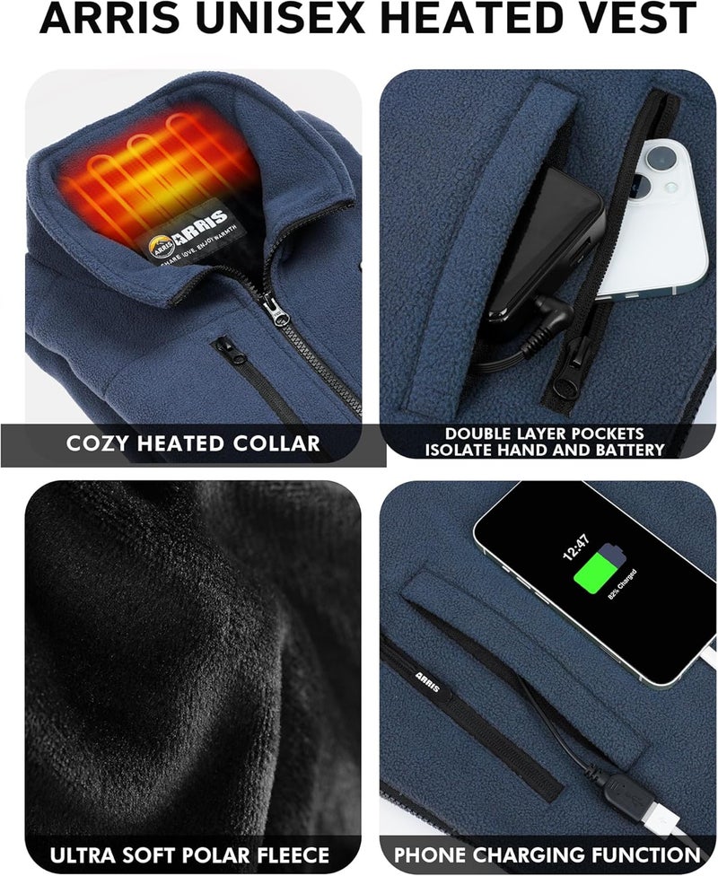 ARRIS Fleece Heated Vest for Women with 7.4V Battery Pack, Size Adjustable 8 Heating Zones Heating Clothing for Hunting - Image 4